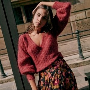 Sezane Rosa Jumper in Rosewood Red Size XXS